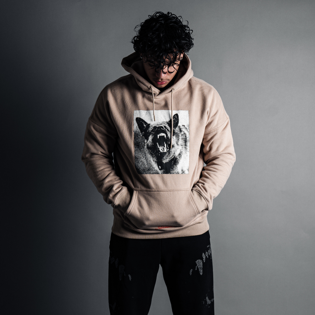 Menace Premium Hoodie Tan White Let The Dog Eat All Bite